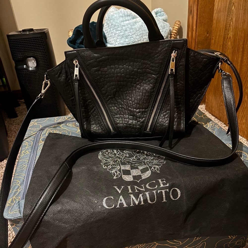 Vince Camuto Black Satchel with Silver Hardware